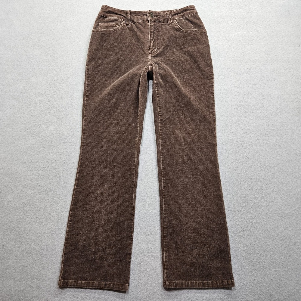 St Johns Bay Corduroy Pants Womens 6P Brown Mid Rise Bootcut Stretch 27x28
